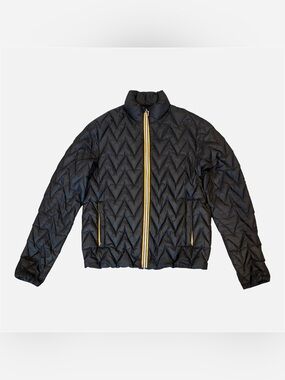 K-Way Black Quilted Jacket with Yellow zipper